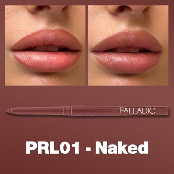 Palladio Retractable Waterproof Lip Liner, Highly Pigmented and Creamy Colour, Slim Smudge-proof Formula with Long Lasting Wear All Day Wearing, No Sharpener Required, Nude