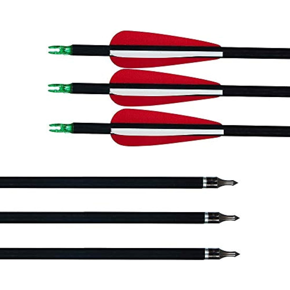 Huntingdoor 12Pcs 30 inch Archery Carbon Arrows Spine 550 Hunting Targeting Arrows with Replaceable Broadhead for Recurve Bow Compound Bow Target Practice