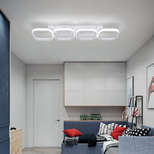 EIDISUNY Modern Led Ceiling Lights, 4 Square White Ceiling Lamp LED, Indoor Led Ceiling Lighting Fixtures for Porch Hallway Bedroom Living Room Kitchen Office Entrance - 44W Cool White Light (White)