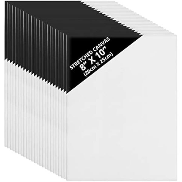 Kurtzy Canvas 24 Pack - 20 x 25cm (8 x 10 inches) - Pre Stretched Cotton Canvas Boards - Oil & Acrylic Painting, Sketching, Drawing