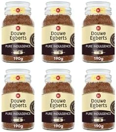 Douwe Egberts Pure Indulgence Dark Roast Instant Coffee 190g (Pack of 6 Jars, Total 1.14kg)
