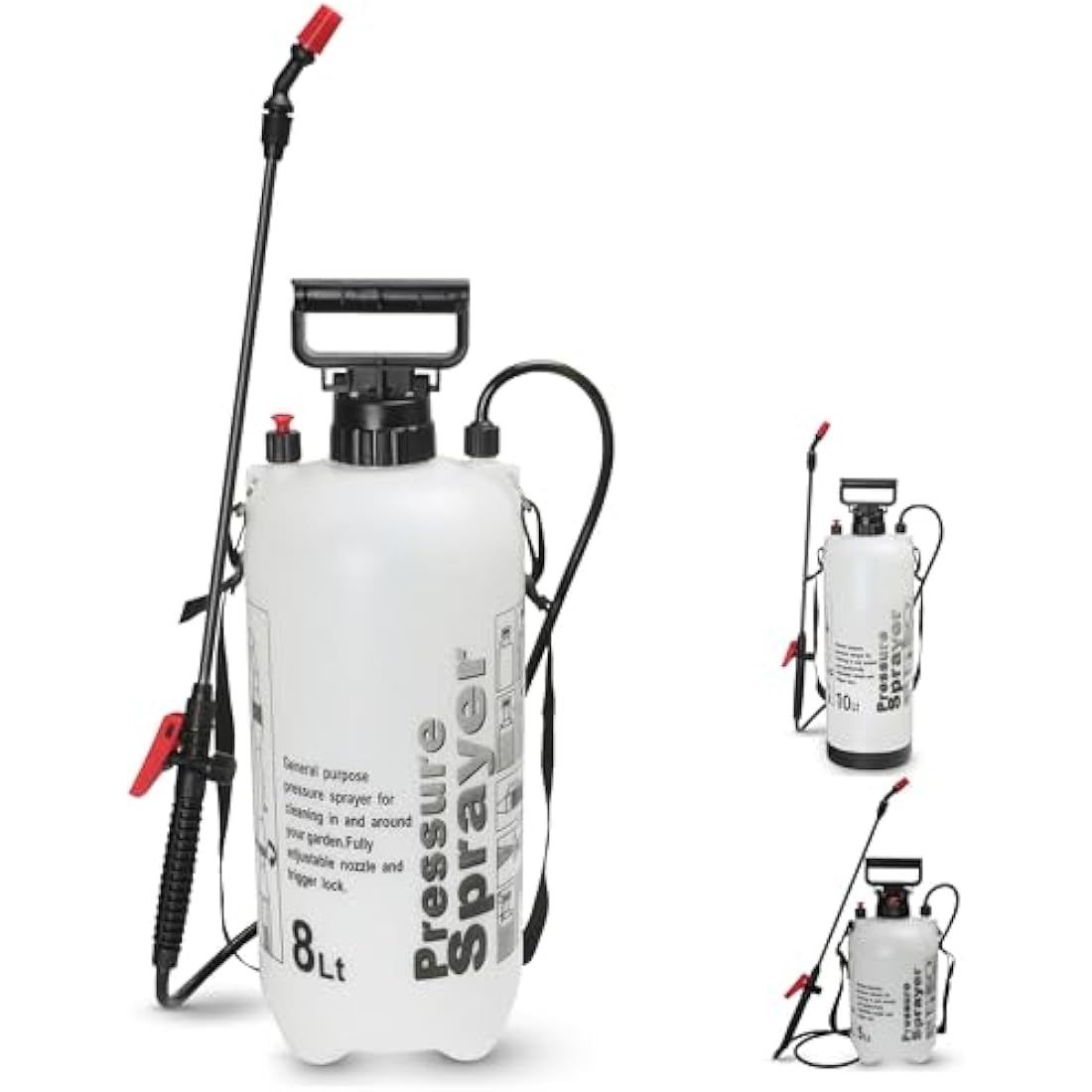 My Garden 8 Litre Sprayer Pump - Weed Killer Pressure Sprayer Pump Action - High Pressure Long Reach Sprayers - Ideal For Spraying Water Fertiliser Herbicides Pesticides Preservative & Detergent