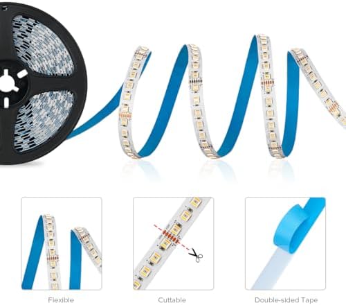 BTF-LIGHTING 5in1 RGBCCT 5050 5M 96LEDs/m 480LEDs RGB+Cold White+Warm White LED Strip DC24V Ip30 Non Waterproof White PCB 5 Colour in 1 LED for Room Home Decoration(Strip Only)