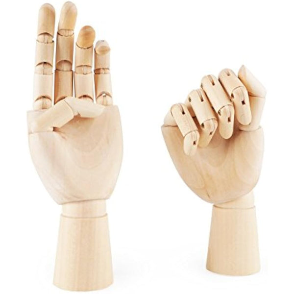 Art Wooden Hand, Artist Jointed Articulated Mannequin Wood Hand,Sectioned Opposable Figure Sculpture Manikin Hand Model with Flexible Fingers,for Drawing,Sketching(7" Left+Right Hand)