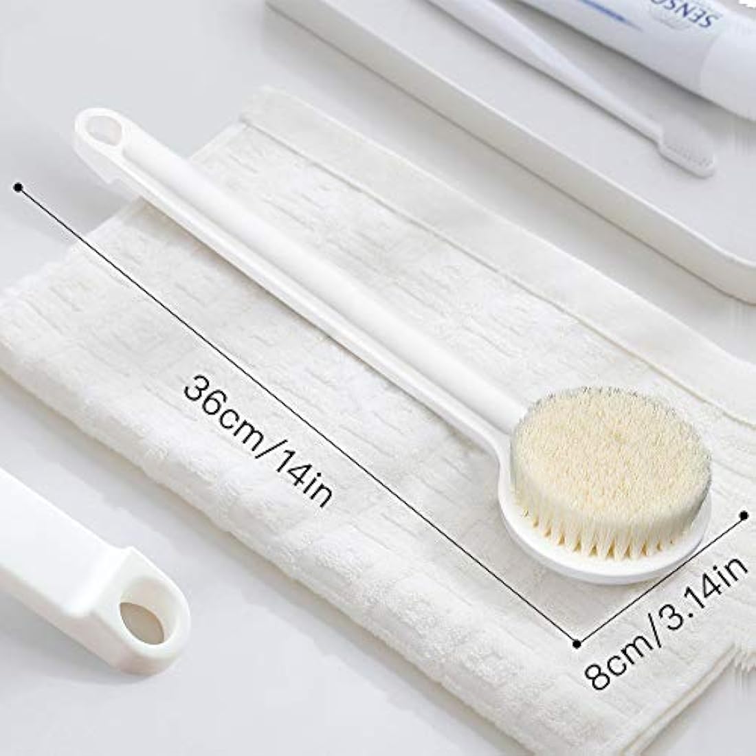 Ithyes Dry Brushing Body Brush Shower Bath Brush Long Handle Gentle Back Skin Scrubber Exfoliate Massage Improve Blood Circulation Cellulite Treatment