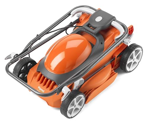 Flymo EasiStore 380R Electric Rotary Lawn Mower - 38 cm Cutting Width, 45 Litre Grass Box, Close Edge Cutting, Rear Roller, Central Height Adjust, Space Saving Storage Features