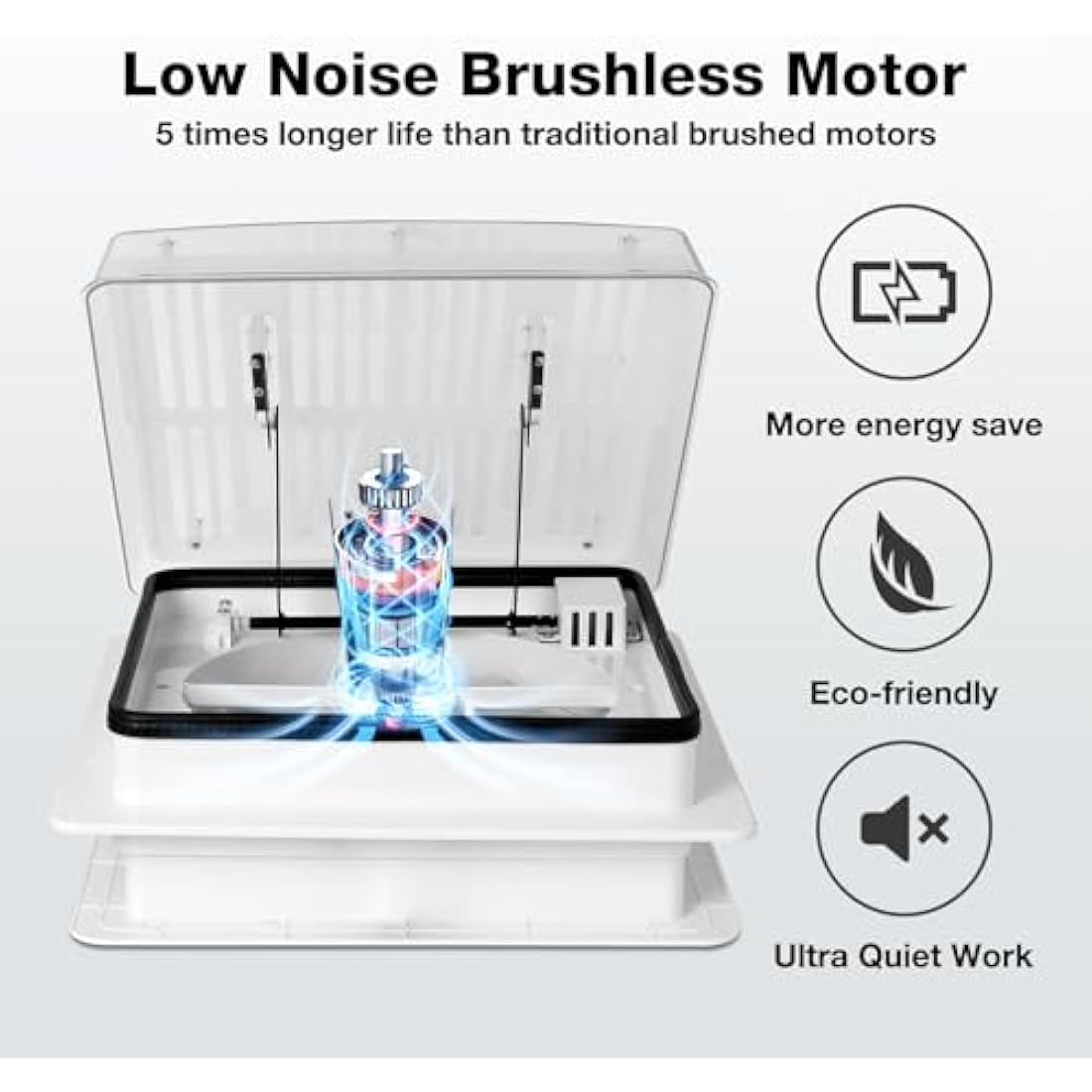 14" Caravan Roof Vent Fan, RV Air Vent Ventilation with Rain Sensor, Automatic Level Permanent Reversible Fan 12V for RV Motorhome with Remote control