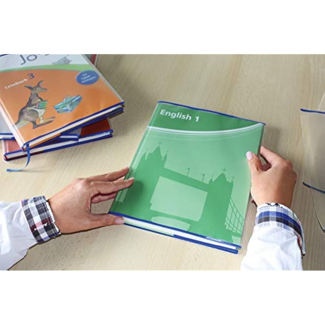 HERMA Hermaex Classic 7260 Book Covers 26 x 54 cm, Pack of 20, Book Covers with Label and Edge Protection Made of Wipe-Clean Polypropylene Film, Book Protector Set for School Books, Transparent