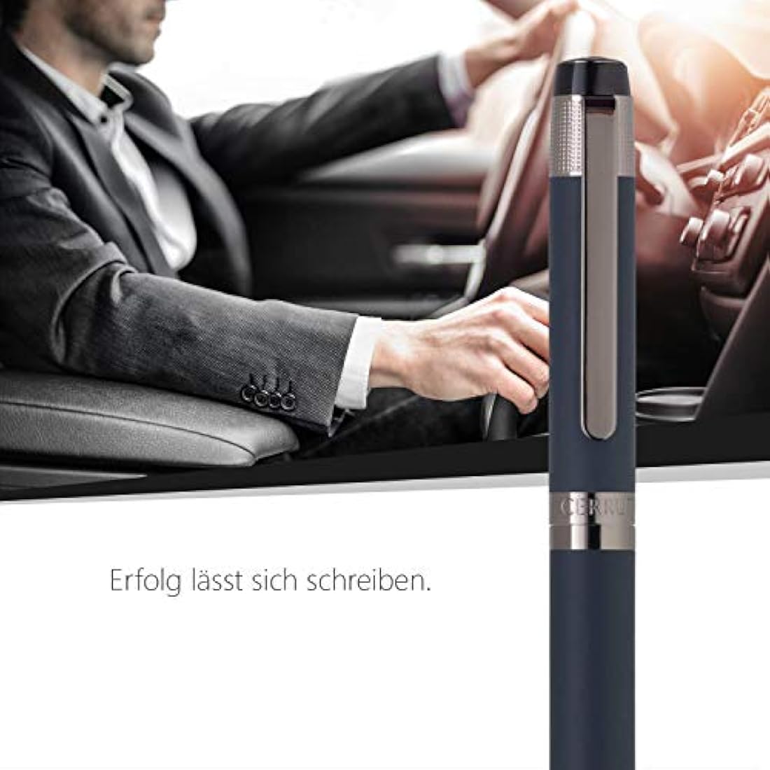 Cerruti 1881 Rollerball Pen „THAMES“ | Stainless Steel with Blue Rubberized Lacquer And Gun Plating | Black Ink | Gift Box