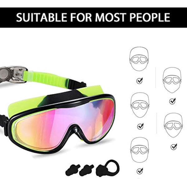 Yizerel 2 Pack Kids Swim Goggles, Swimming Glasses with Electroplating for Children and Early Teens from 3 to 15 Years Old, Wide Vision, Anti-Fog, Waterproof, UV Protection (Set of 2)