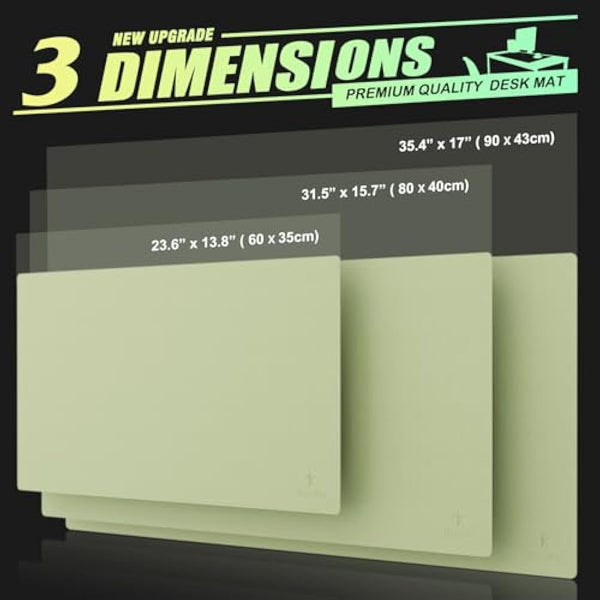 K KNODEL Small Office Leather Desk Mat, Mouse and Keyboard Pad, Computer and Laptop Mat, Desktop Protector and Cover, Writing Pad and Blotter (60x35cm, Light Green)