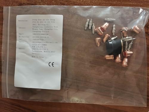 RIVERWELD S45 Plasma Torch Head OEM and Plasma Electrode PR0110 Plasma Tips 0.8 PD0116-08 Outside Nozzle Retaining Cap PC0116 Air Diffuser PE0106 Stand Off Guide CV0010 kit 22pcs