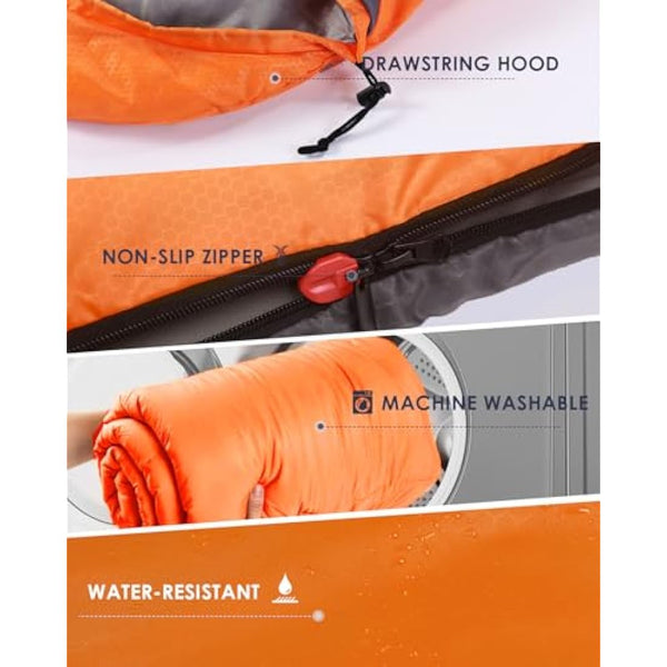 Sleeping Bags for Adults Backpacking Lightweight Waterproof- Cold Weather Sleeping Bag for Girls Boys Mens for Warm Camping Hiking Outdoor Travel Hunting with Compression Bags