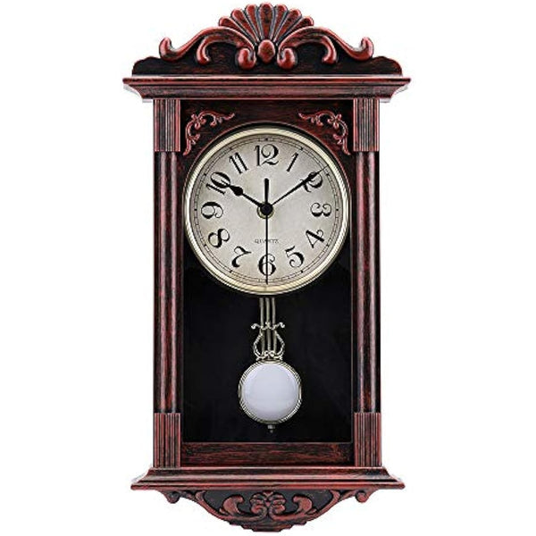 jomparis Pendulum Wall Clock Retro Quartz Decorative Wall Clock for Living Room, Office, Home Decor(16 Inch, Bronze)