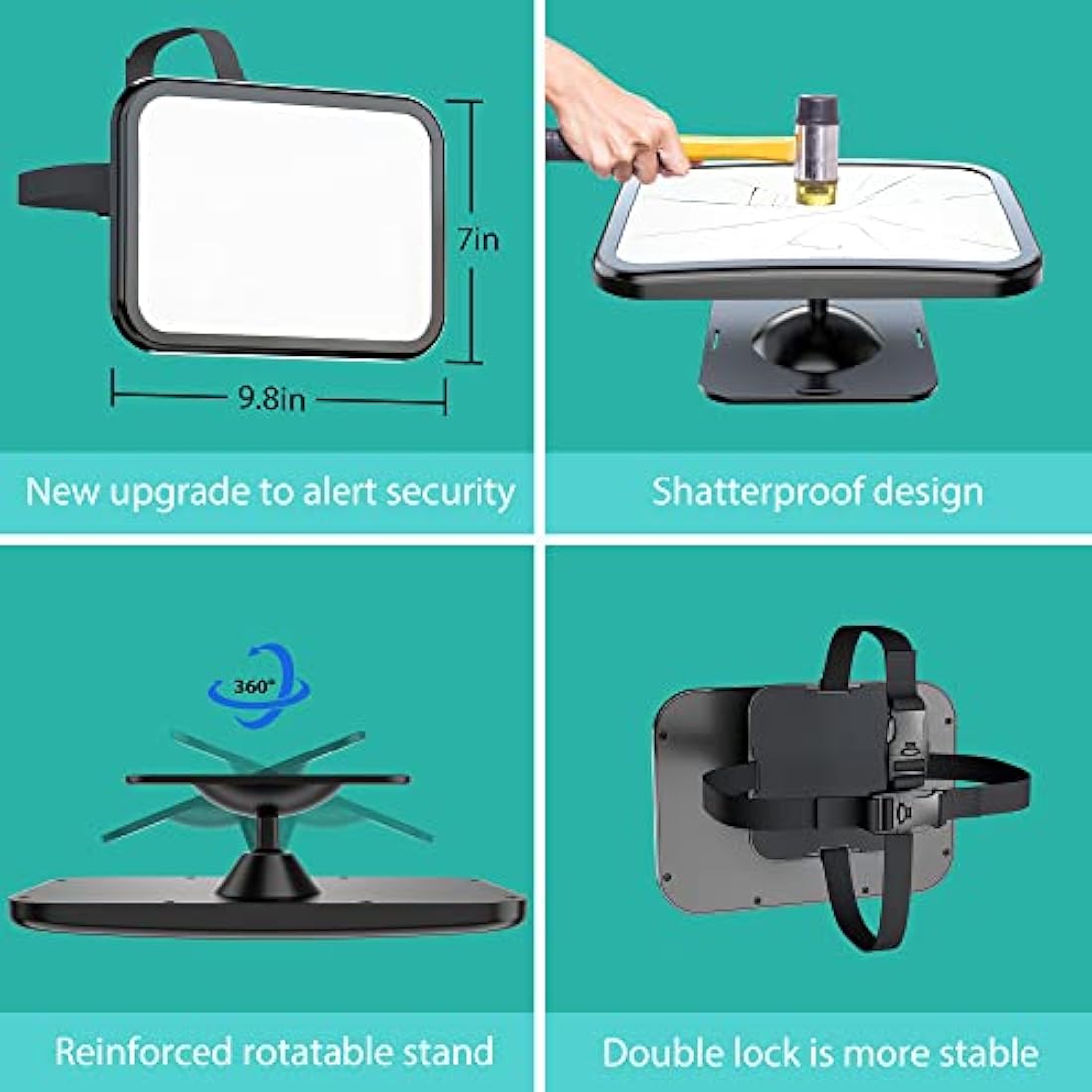 Baby Car Mirror, Rotation Rear Facing Car Seat Mirror with Wide Clear View, Shatterproof & Adjustable Convex Car Back Seat Mirror View Infant, Flexible and Stable