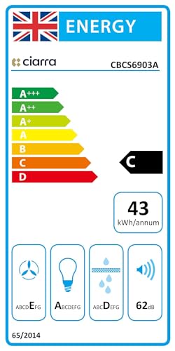 CIARRA 60cm Visor Cooker Hood Undercabinet Hoods Stainless Steel Wall Mounted Kitchen Extractor Fan Model CBCS6903