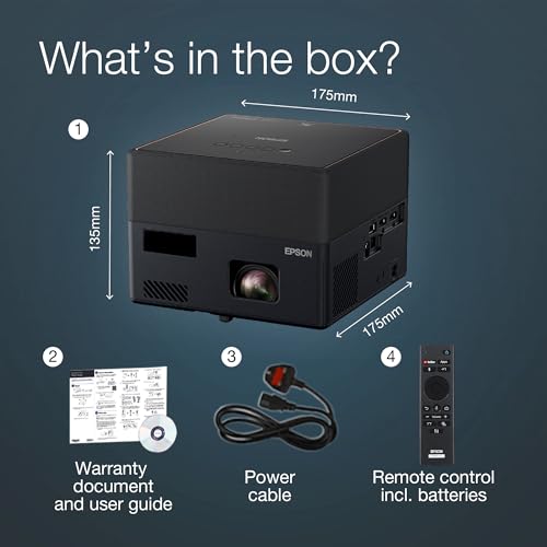 Epson EF-22N Mini Smart 3LCD Projector with Pan & Tilt Stand, Full HD,1000 Lumens,150 Inch Display with HDR, Google TV, Dolby Atmos Sound, Gaming & Home Cinema Laser Projector - Metallic Midnight Blue