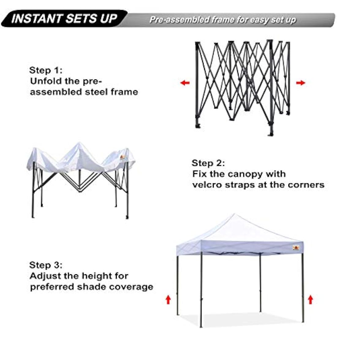 ABCCANOPY Pop Up Gazebo with Detachable Awning, Commercial Market stall, Bonus Upgraded Roller Bag, 4 Weight Bags, Stakes and Ropes