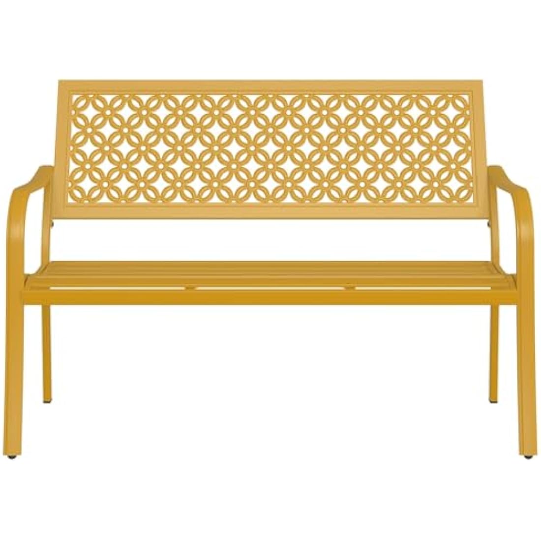 Grand patio Garden Bench, Outdoor Bench with 2-3 Seater, Rust Resistant, Stamped Pattern, Choice of Colours, Suitable for Indoor, Outdoor, Patio, Park (Yellow)