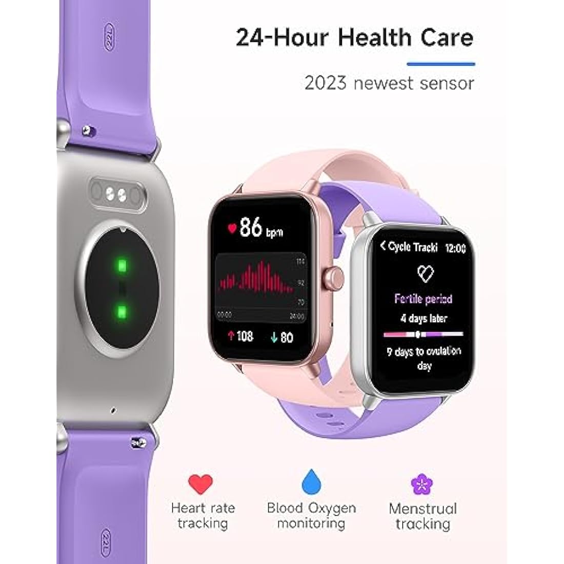 TOOBUR Smart Watch for Women Alexa Built-in, IP68 Waterproof Swimming, 1.8" Fitness Watch with Answer&Make Call/Heart Rate/Step Counter/Sleep Tracker/100 Sports, Compatible Android iOS