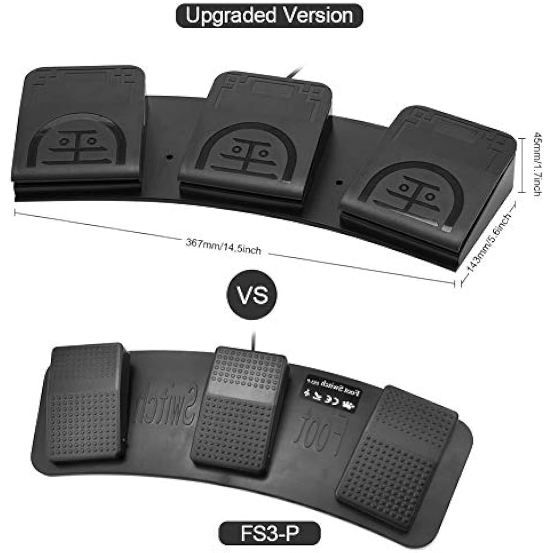 iKKEGOL Upgraded USB Triple Foot Pedal Optical Switch Control 3 Key Button Program Computer Keyboard Mouse Game Action HID