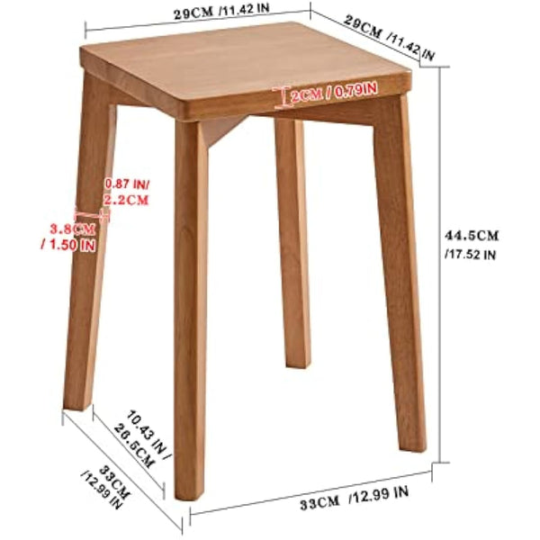 Aibiju Square Wooden Stool, Dressing Table Stool, Solid Wood Makeup Stool, Step Stool, Kids Small Table, Perfect Size for your Living Room, Bedroom (Natural, 1 Piece),YDEU-1502