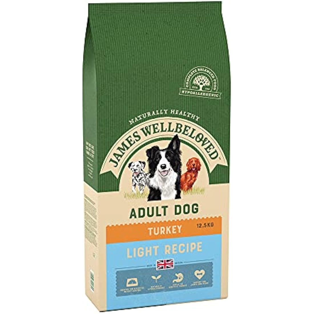 James Wellbeloved Light Adult Turkey and Rice 12.5 kg Bag, Hypoallergenic Dry Dog Food