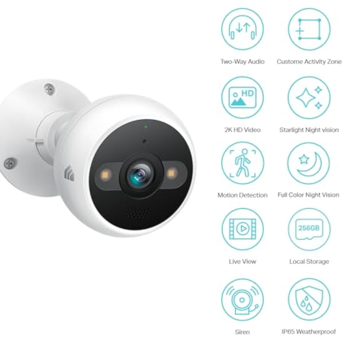 Kasa 4MP 2K Security Camera Outdoor Wired, IP65, Starlight Sensor & 98 Ft Night Vision, Motion/Person Detection, 2-Way Audio w/Siren, Cloud/SD Card Storage, Alexa &Google Assistant Compatible(KC420WS)