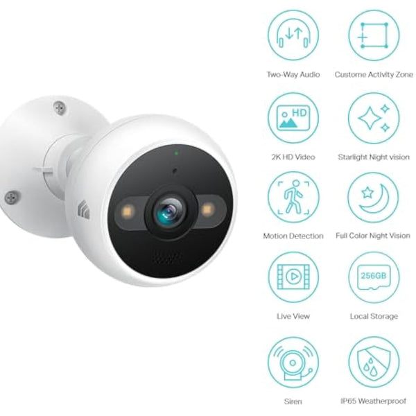 Kasa 4MP 2K Security Camera Outdoor Wired, IP65, Starlight Sensor & 98 Ft Night Vision, Motion/Person Detection, 2-Way Audio w/Siren, Cloud/SD Card Storage, Alexa &Google Assistant Compatible(KC420WS)