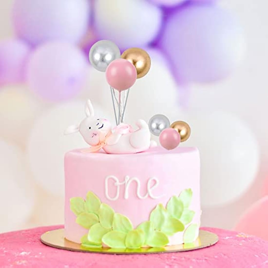 Gyufise 30Pcs Balls Cake Topper Foam Ball Cake Picks Mini Balloon DIY Cake Insert Topper Decoration for Baby Shower Wedding Anniversary Kids Birthday Party Cake Decorations Gold Silver Pink