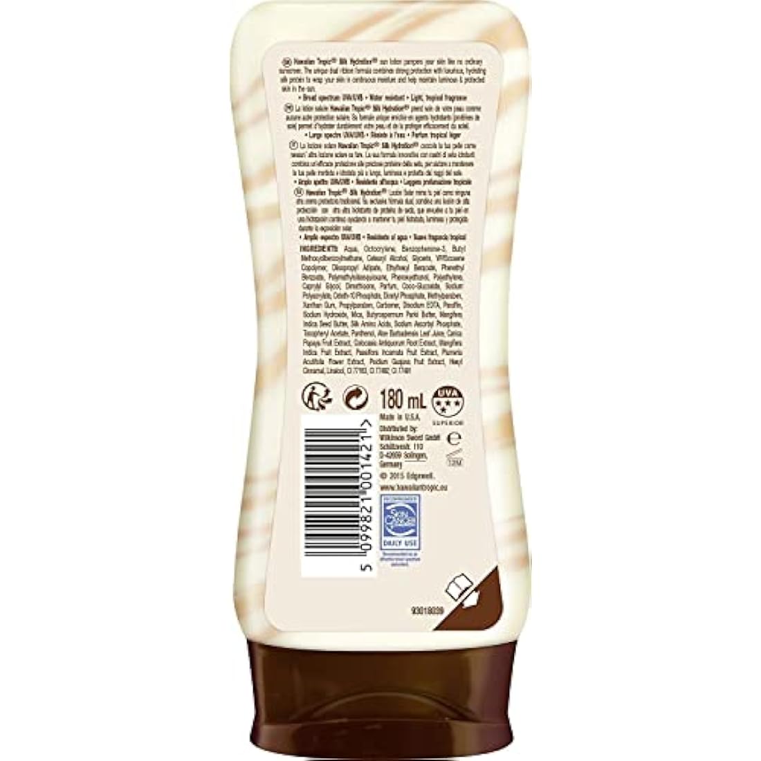 Hawaiian Tropic - Silk Hydration Protective SPF 50 - Protective Sun Lotion with Moisturizing and Water Resistant Silk Tapes, Tropical Sun Cream, Pack 3 units x 180 ml