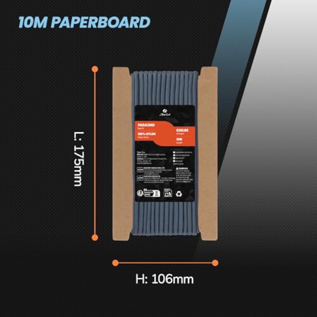 Abma Cord Paracord 4mm 10m 100% Nylon Rope 9 Strands Type III Parachute Cord for DIY, Camping, Survival, Outdoor - Max. 280kg - Navy Blue