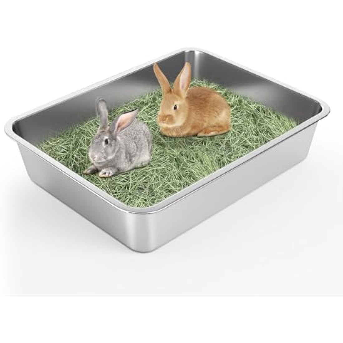 IKITCHEN Stainless Steel Cat Litter Box, Large Metal Litter Pan for Cats Rabbits, Never Absorbs Odors,Stain Free, Rustproof, Non Stick Smooth Surface, Anti-slip Rubber Bottom, 17.7"L x 13.7"W x 4"H
