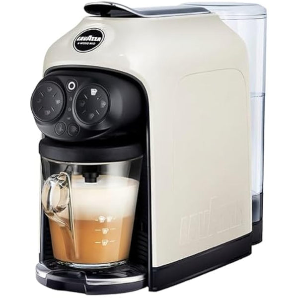 Lavazza, A Modo Mio Deséa Coffee Capsule Machine, Compatible with A Modo Mio Coffee Pods, Touch Interface, Sound Alerts, Automatic Shut-Off, Dishwasher-Safe Components, 1500W, 220-240V, White Cream