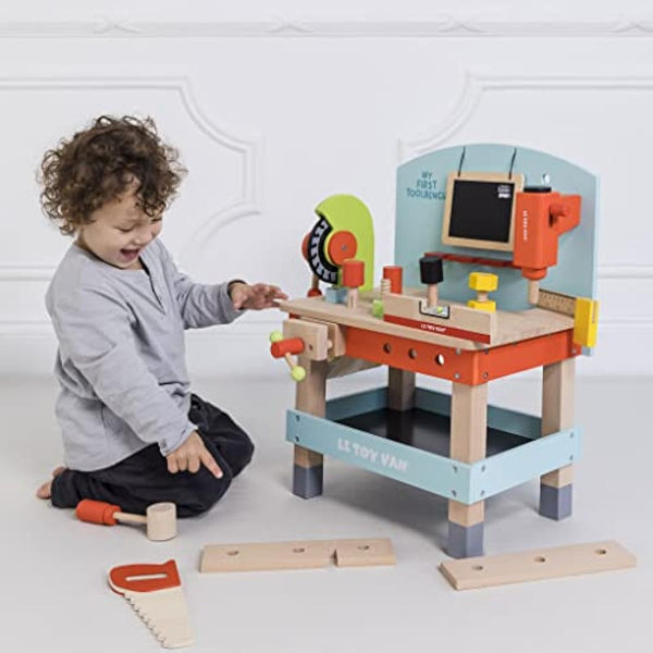 Le Toy Van - Cars & Construction Educational My First Tool Bench Toy Wooden Tool Bench Set For Role Play | Pretend Play Wooden Tools - Suitable For 3 Year Olds And Older