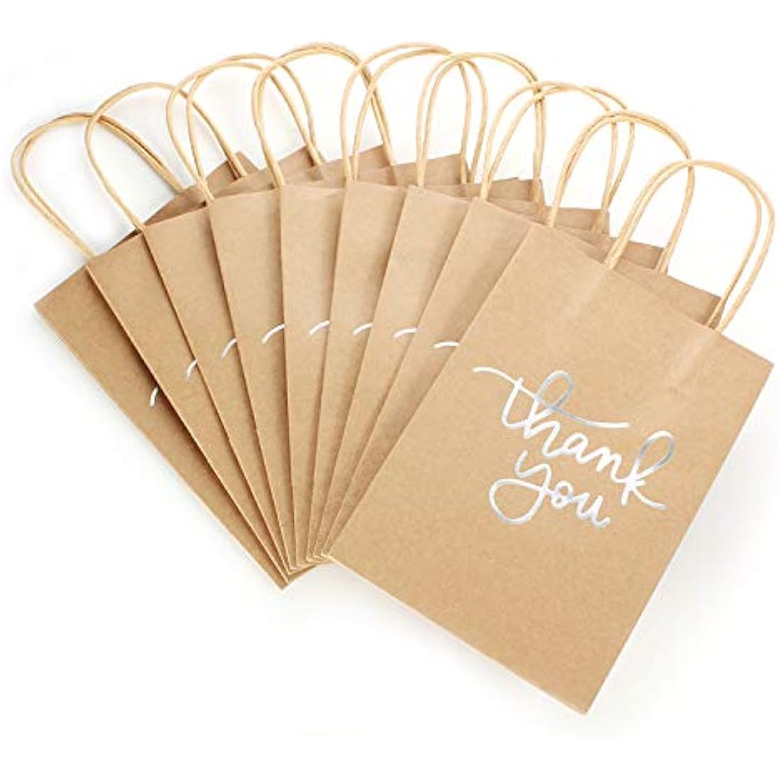 24 Pack Paper Party Bags,Kraft Paper Party Bags with Handles for Birthday,Business,Boutique,Wedding and Party Celebrations(Silver)