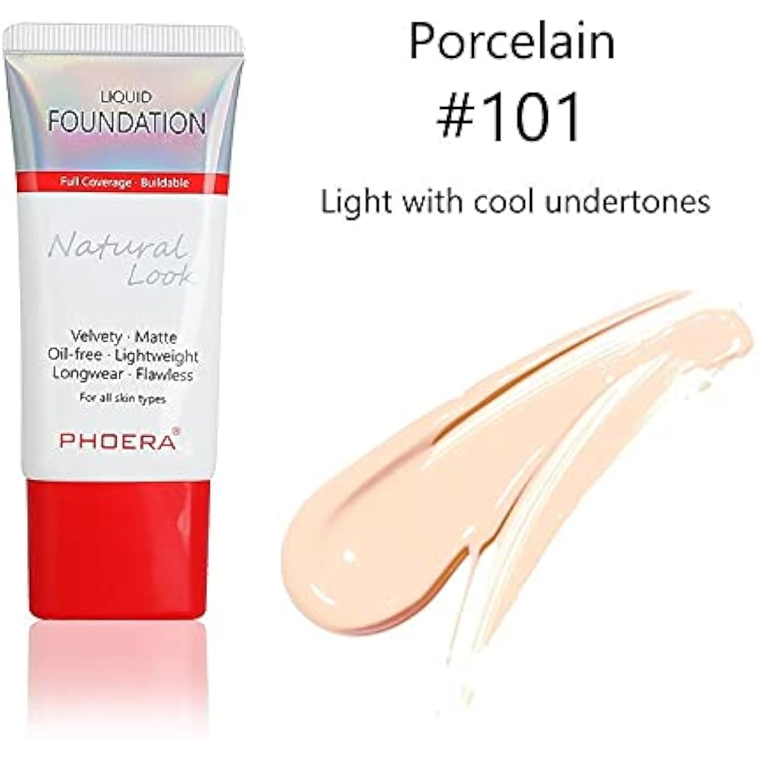 AQUAPURITY PHOERA Full Coverage Foundation New Formula Waterproof Long Lasting Oil Free Velvet Matte Liquid Foundation for Oily Skin Flawless Makeup Base Cream Concealer (101 Porcelain…)