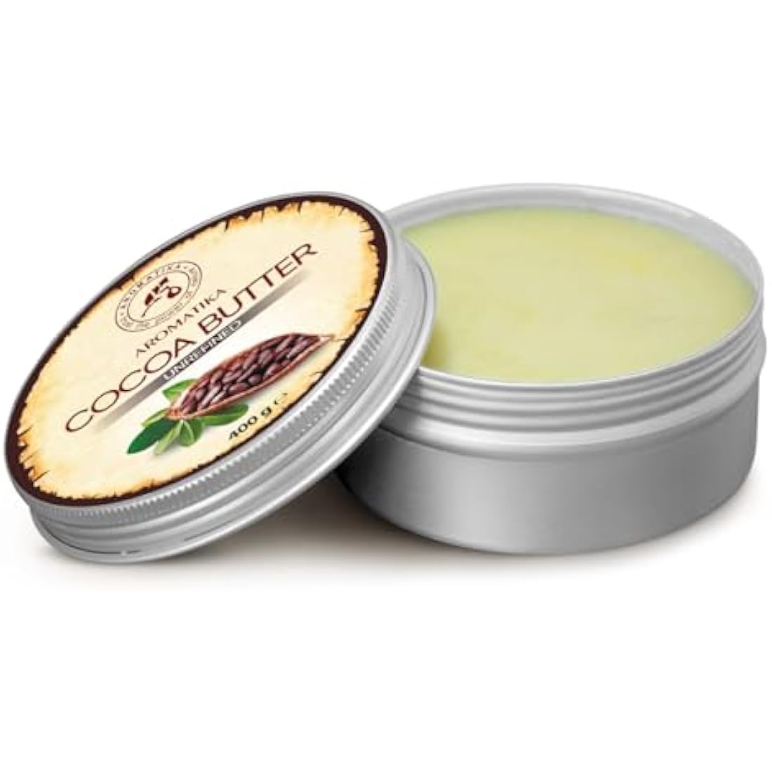 Cocoa Butter 400g - Unrefined - Pure & Natural - Cocoa Butter for Beauty Care - Moisturiser for Hair - Skin - Lips - Face - Body - Massage - Good for Beauty