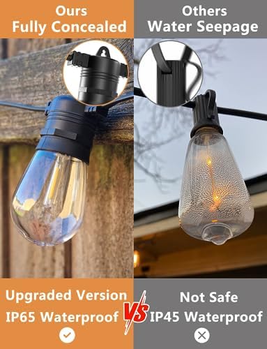 ZOTOYI Outdoor Garden String Lights Mains Powered 100FT/30m, Waterproof IP65 Festoon Lights Outdoor with 30+2 LED Shatterproof Bulbs for Outside Terrace Patio Party Wedding Yard, 2700K Warm White