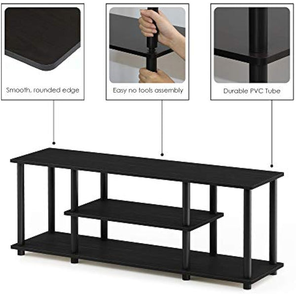 Furinno 12250R1WN/BK Turn-N-Tube No Tools 3D 3-Tier Entertainment TV Stands, Walnut/Black