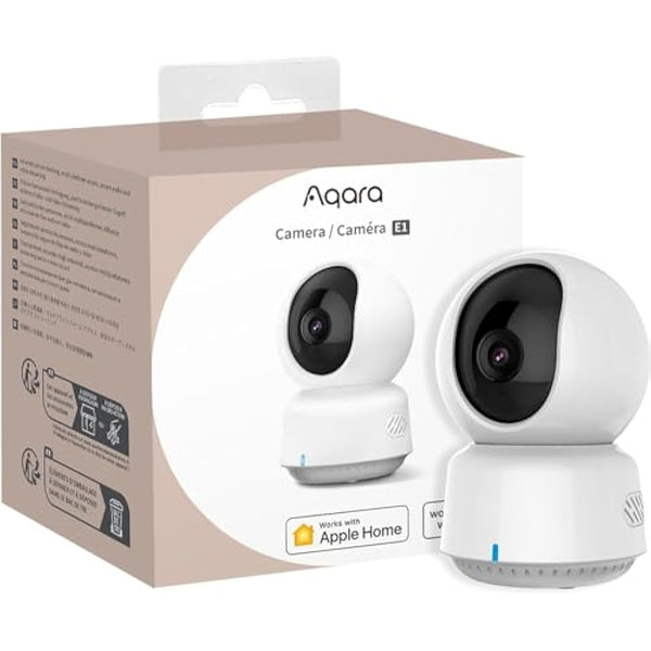 Aqara 2K Indoor Security Camera E1, Pan & Tilt, HomeKit Secure Video Indoor Camera, Two-Way Audio, Night Vision, Person Tracking, Wi-Fi 6, Plug-in Cam Supports HomeKit, Alexa, Google Home and IFTTT