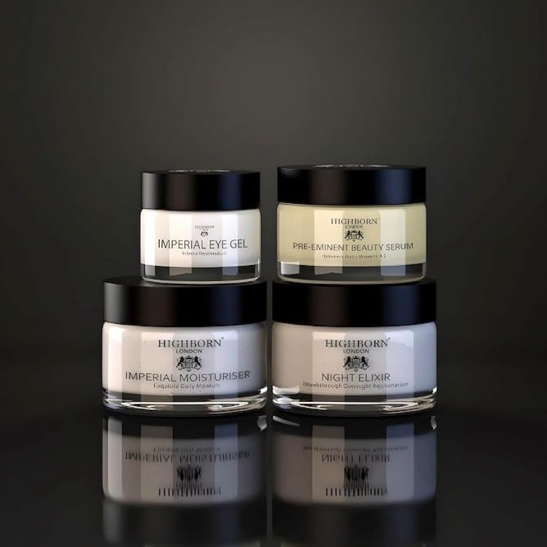HighBorn London Four Phase Day & Night Collection - Anti Aging Skincare Set for Women w/Beauty Serum, Eye Gel, Imperial Moisturiser & Night Elixir