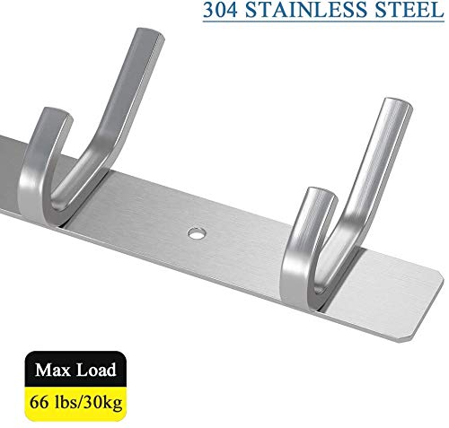 Dripex Coat Hook Rack Wall Mounted 304 Stainless Steel Hanger Heavy Duty Clothes Hat Holder (8 Hooks - 2 Pack)