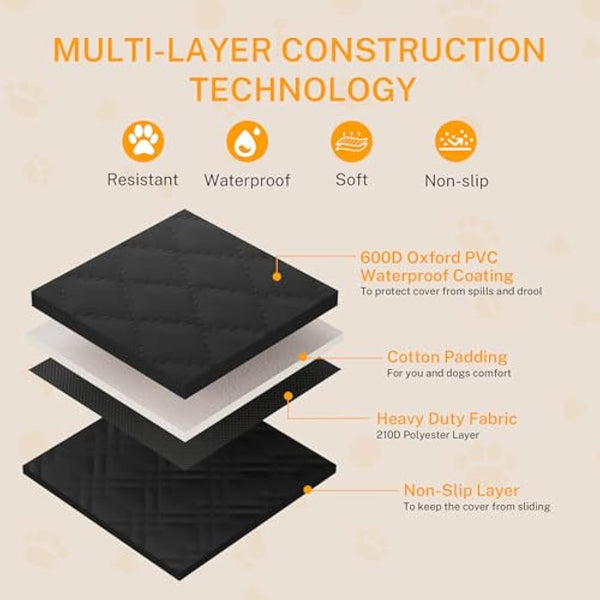 Toozey SUV Cargo Liner for Dogs - Waterproof Dog Trunk Seat Cover for Back Cargo Area, Dog Car Floor Mat with Side and Bumper Protector, Pet Cargo Cover Liner for SUV/Van/Truck, Standard, Black