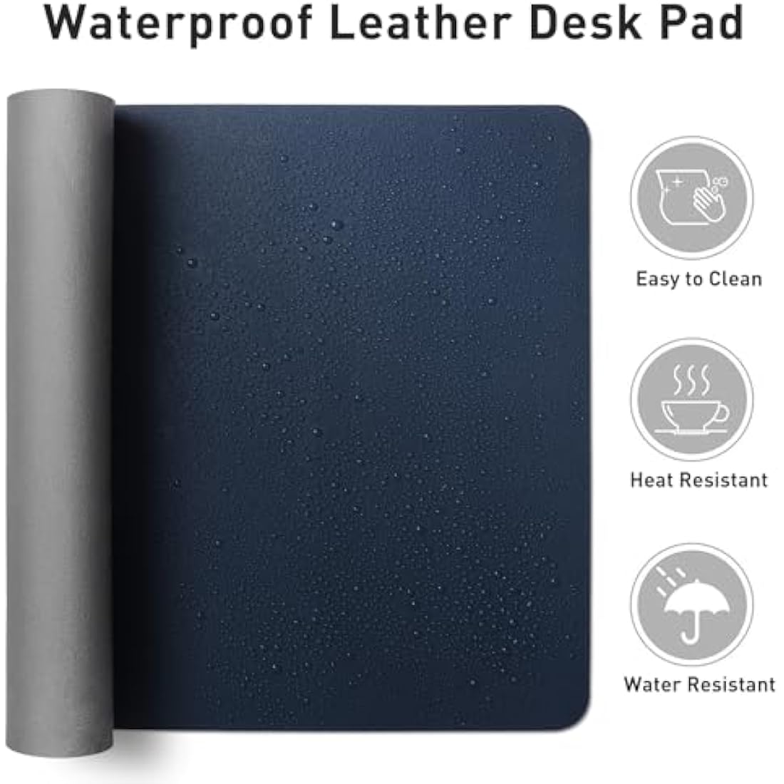 Aothia Leather Desk Pad Protector,Mouse Pad,Office Desk Mat,Non-Slip PU Leather Desk Blotter,Laptop Desk Pad,Waterproof Desk Writing Pad for Office and Home (60cm x 35cm, Dark Blue)