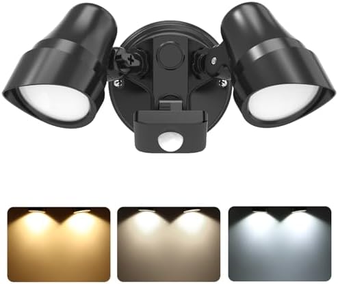 ALUSSO 25W LED Security Lights Outdoor Motion Sensor LED Floodlight, IP54 Waterproof Outside PIR Flood Light, 3000K 4000K 6500K Adjustable Wall Light for Garden Patio Backyard Garage