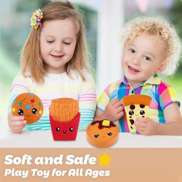 Anboor Squishies 4 Pcs French Fries,Cake,Cookie,Pizaa Slow Rising Super Soft Scented Kawaii Squeeze Squishy Food Pack Toys Stress Relief Gift Collection