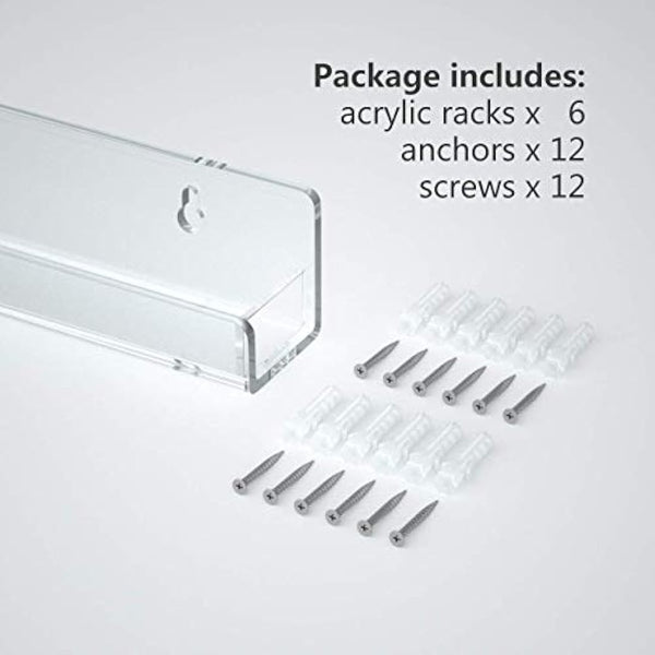 Acrylic Wall Mounted Nail Polish Display Stand Display Rack Nail Polish Organiser Storage for Wall Mounted Storage Shelves Holder - 6pcs