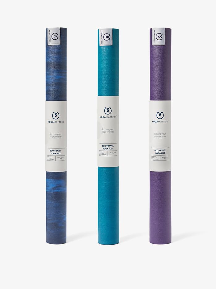 Yogamatters Eco Travel Yoga Mat 1mm | Lightweight, Foldable, Eco Friendly and Vegan | Non-Slip Exercise Mat for Yoga, Pilates, Gym and Fitness (Berry)