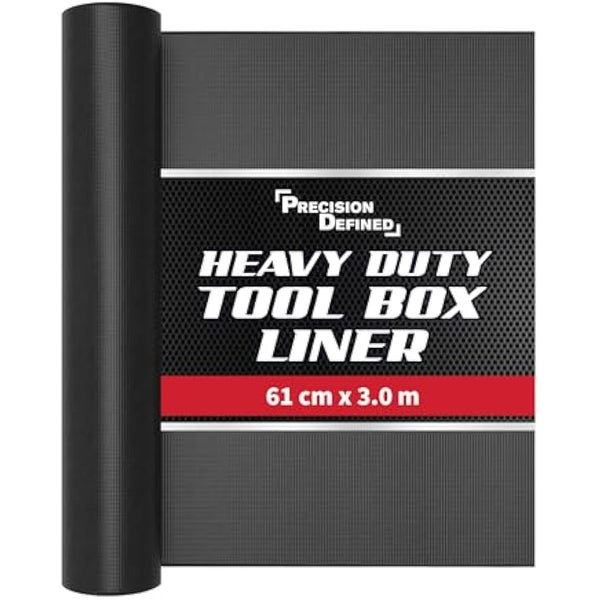 Precision Defined Professional Grade Tool Box Liner, 61 cm x 3.0 m, Black | Tool Box Drawer Liner, Shelf Liner Non Slip Mat, Thick Cabinet Shelf Liner, Toolbox Drawer Liner